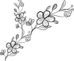 Hand drawn flat design simple flower outline vector