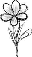 Hand drawn flat design simple flower outline vector