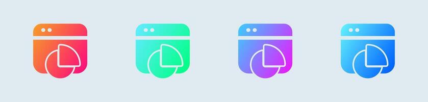 Analysis solid icon in gradient colors. Data signs illustration. vector