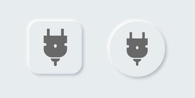 Socket solid icon in neomorphic design style. Power plug signs illustration. vector