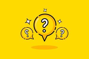 Question mark and bubble chat with copy space background. Purple quiz banner template. vector