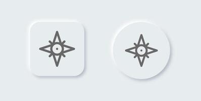 Compass line icon in neomorphic design style. Exploration signs illustration. vector