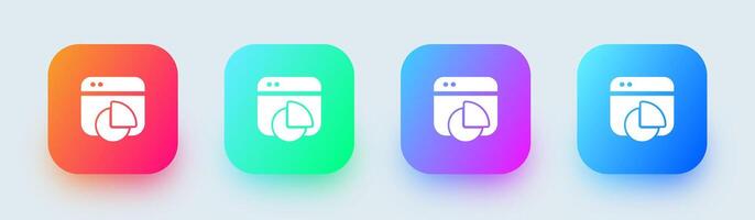 Analysis solid icon in square gradient colors. Data signs illustration. vector