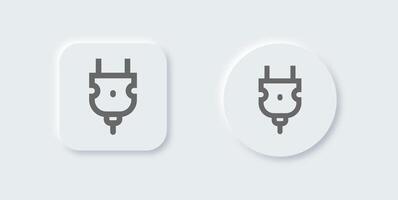 Socket line icon in neomorphic design style. Power plug signs illustration. vector