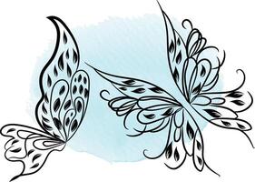 Butterfly outline with drawn details collection vector