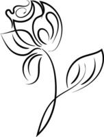 Hand drawn flat design simple flower outline vector