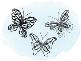 contorno de mariposa con colección de detalles dibujados vector