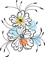 Hand drawn flat design simple flower outline vector