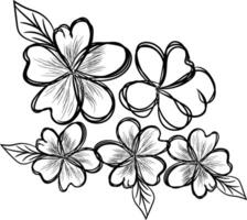 Hand drawn flat design simple flower outline vector