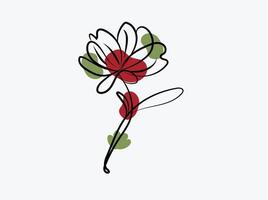 Hand drawn flat design simple flower outline vector