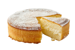 Fresh French Sponge Cake With Powdered Sugar png