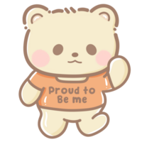 desenhado à mão ilustração fofa kawaii amarelo Urso de pelúcia Urso orgulho mês lgbt arco Iris clipart pastel cor cumprimento cartão festa convite png