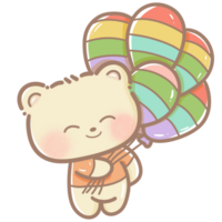 dessiné à la main illustration mignonne kawaii Jaune nounours ours fierté mois lgbt arc en ciel clipart pastel Couleur salutation carte fête invitation png