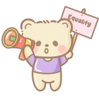 desenhado à mão ilustração fofa kawaii amarelo Urso de pelúcia Urso orgulho mês lgbt arco Iris clipart pastel cor cumprimento cartão festa convite png