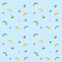 Seamless pattern of pride symbols, rainbow, heart, love wins concept for pride month theme vector