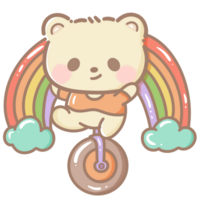 handgemalt Illustration süß kawaii Gelb Teddy Bär Stolz Monat lgbt Regenbogen Clip Art Pastell- Farbe Gruß Karte Party Einladung png