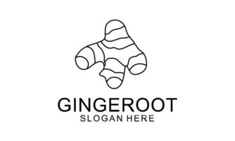 Ginger root logo. Round linear logo of ginger vector