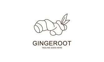 Ginger root logo. Round linear logo of ginger vector