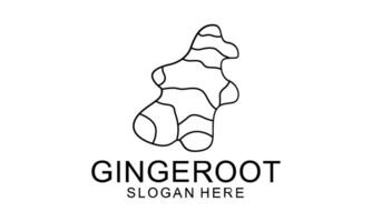 Ginger root logo. Round linear logo of ginger vector