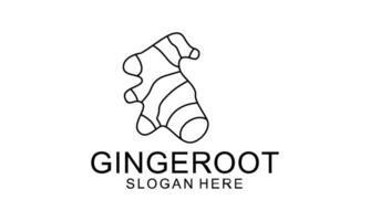 Ginger root logo. Round linear logo of ginger vector