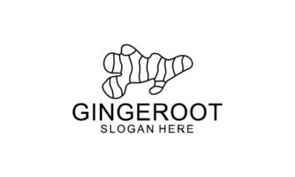 Ginger root logo. Round linear logo of ginger vector