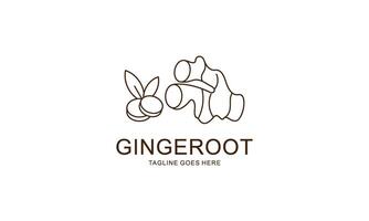 Ginger root logo. Round linear logo of ginger vector