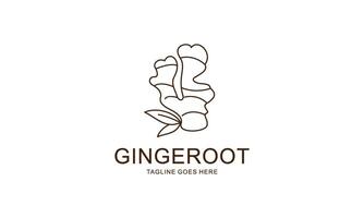 Ginger root logo. Round linear logo of ginger vector