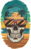 graphic summer skull on the background of the holiday sea png