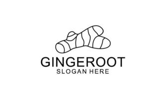 Ginger root logo. Round linear logo of ginger vector