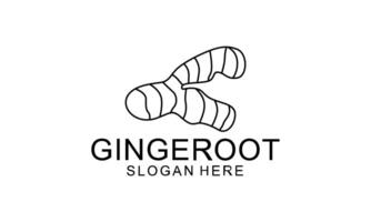 Ginger root logo. Round linear logo of ginger vector