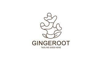 Ginger root logo. Round linear logo of ginger vector