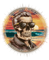 graphic summer skull on the background of the holiday sea png