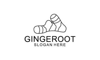 Ginger root logo. Round linear logo of ginger vector