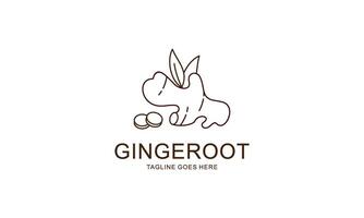 Ginger root logo. Round linear logo of ginger vector