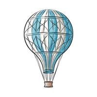 engraved style illustration for posters, decoration, logo and print. Hand drawn sketch of hot air balloon in colorful isolated on white background. Detailed vintage woodcut style drawing. vector