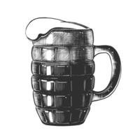 grabado estilo ilustración para carteles, decoración y impresión. mano dibujado bosquejo de vaso de cerveza en monocromo aislado en blanco antecedentes. detallado Clásico xilografía estilo dibujo. vector