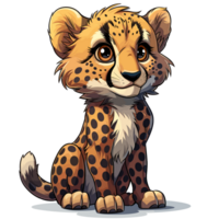 leopardo dibujos animados plano color png