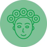 Hair Curler Green Line Circle Icon Design vector
