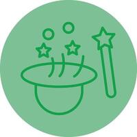 Magic Hat Green Line Circle Icon Design vector