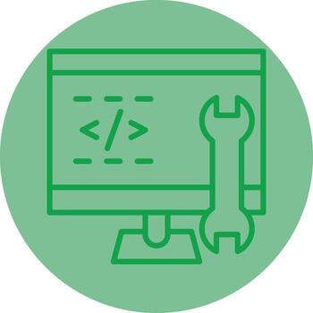 Code Engineering Green Line Circle Icon Design vector