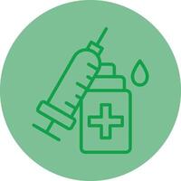 Vaccination Green Line Circle Icon Design vector