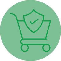 Secure Shopping Green Line Circle Icon Design vector
