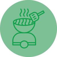 Barbecue Green Line Circle Icon Design vector