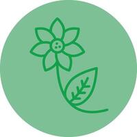 flor verde línea circulo icono diseño vector