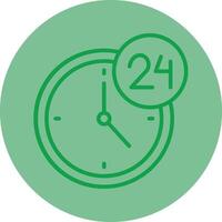 24 horas apoyo verde línea circulo icono diseño vector