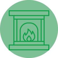 Fireplace Green Line Circle Icon Design vector