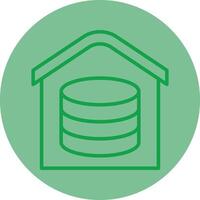 Data Center Green Line Circle Icon Design vector