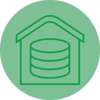 Data Center Green Line Circle Icon Design vector