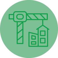 Construction Green Line Circle Icon Design vector