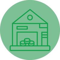 Data Warehouse Green Line Circle Icon Design vector